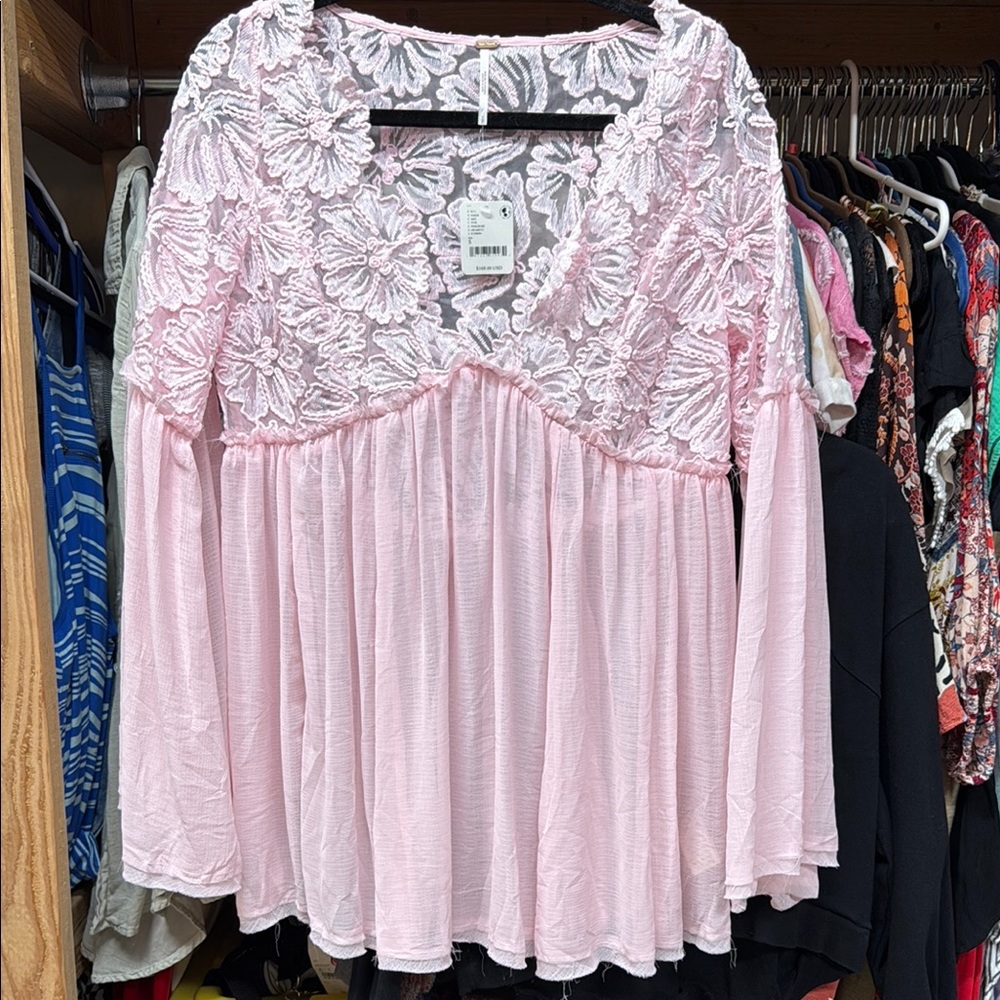 Pink Lace Floral Women's Top